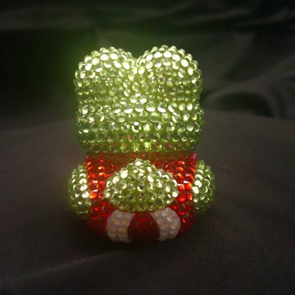 Keroppi Bling Rubber Duck, Hello Kitty Friends, Bedazzle Keroppi, Unique Gift - Picture 3 of 6